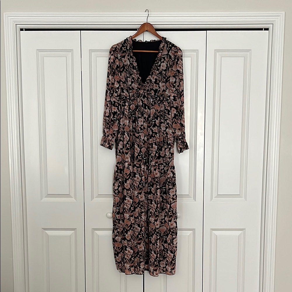 Floral Black and Pink Maxi Dress